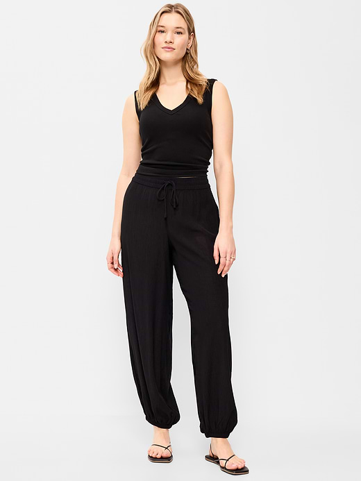 Old Navy High-Waisted Sheer Crinkle Crepe Harem Pants — photo 6