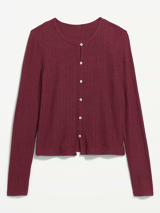 Old Navy Long-Sleeve Button-Front Cutout Pointelle Top — photo 5