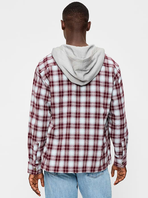 Old Navy Long-Sleeve Flannel Hooded Shirt — photo 3