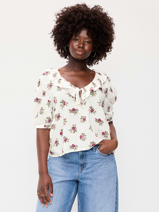 Old Navy Ruffle Collar Tie-Front Top — photo 6