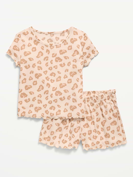 Old Navy Ribbed Lettuce-Edge Pajama Top and Shorts Set for Girls — photo 1
