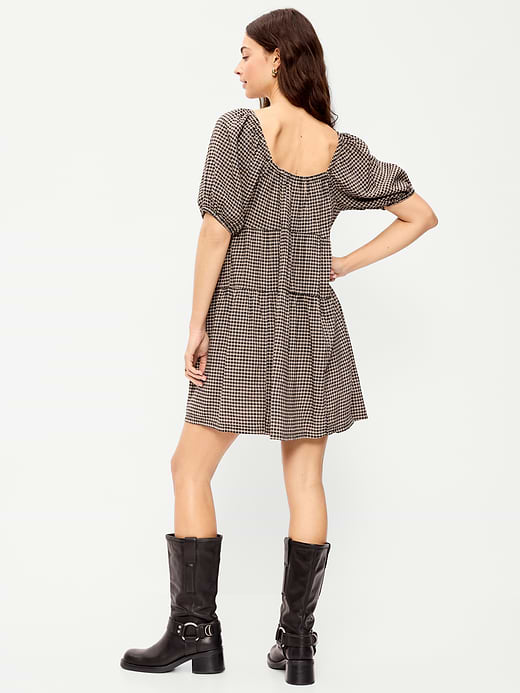 Old Navy Puff-Sleeve Smocked Mini Swing Dress — photo 3