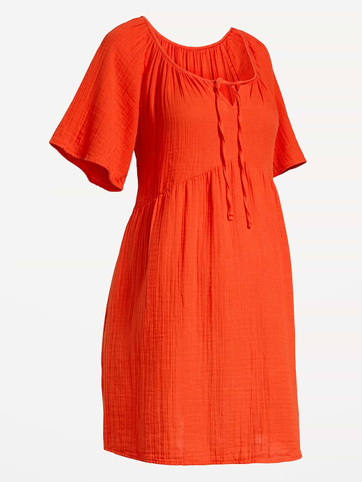 Old Navy Maternity Crinkle Gauze Flutter-Sleeve Mini Swing Dress — photo 3