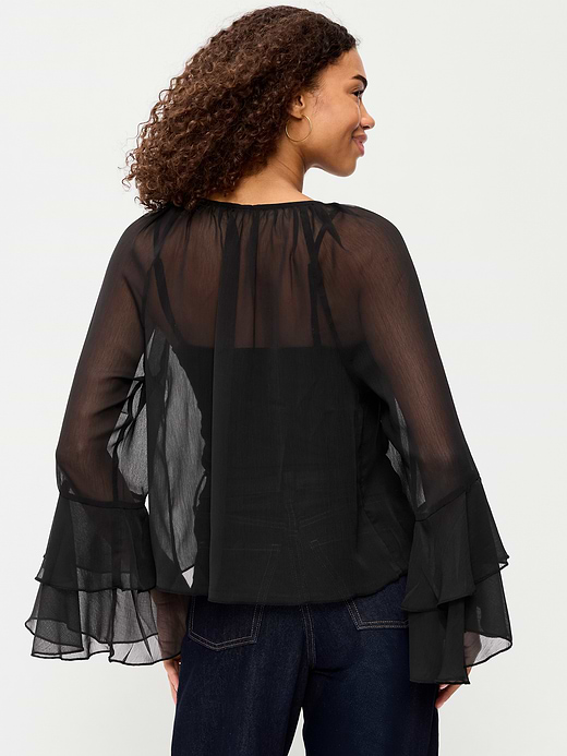 Old Navy Sheer Chiffon Bell-Sleeve Top — photo 3