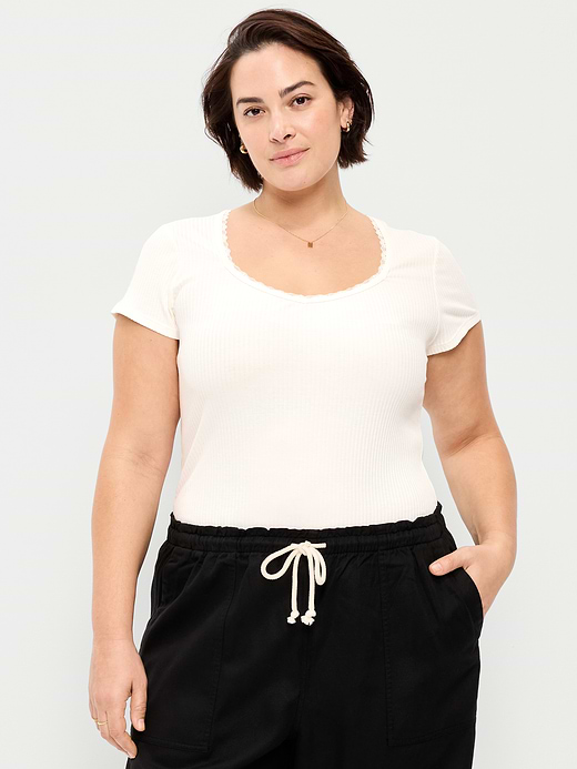 Old Navy Lace-Trim Sweetheart-Neck Ribbed Top — photo 9