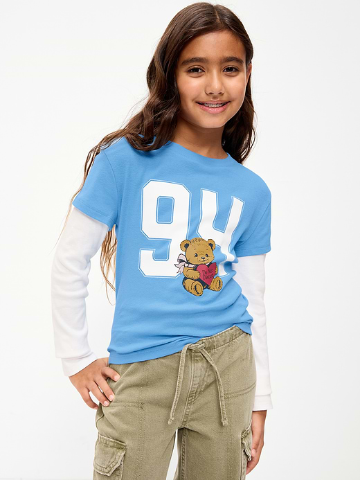 Old Navy Fitted 2-in-1 Graphic T-Shirt for Girls — photo 1