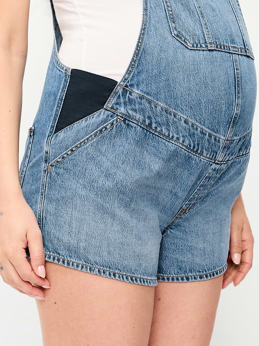 Old Navy Maternity Side-Panel Jean Shortalls — photo 6