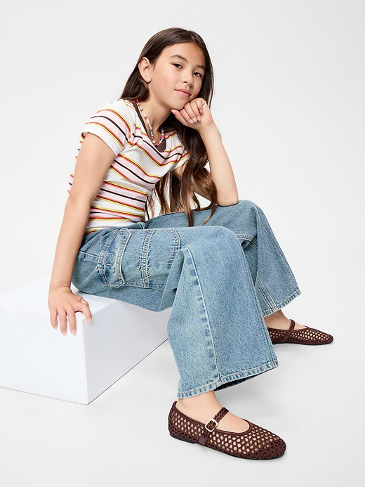 Old Navy Pull-On Low-Rise Super Baggy Wide-Leg Cargo Jeans for Girls — photo 4