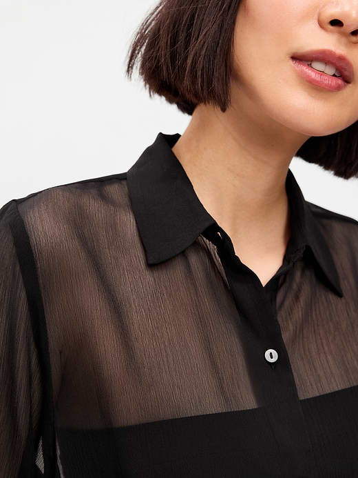 Old Navy Chiffon Sheer Button-Down Shirt — photo 5