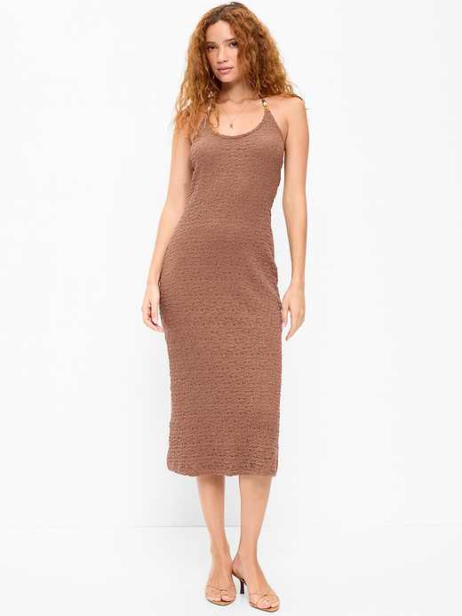 Old Navy Beaded Halter-Neck Textured Midi Dress — photo 4