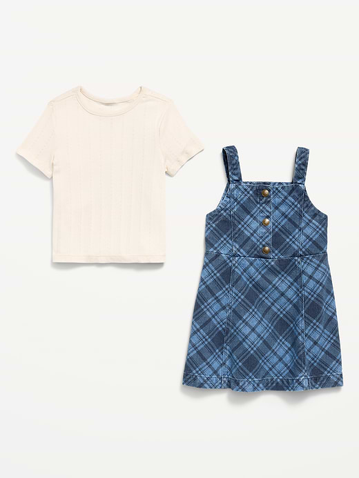 Old Navy Sleeveless Plaid Denim Dress and T-Shirt Set for Toddler Girls — photo 6