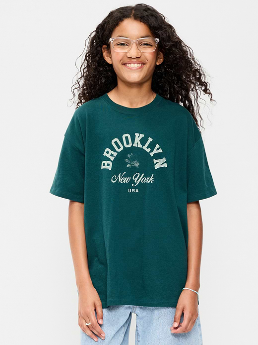 Old Navy Oversized Short-Sleeve Graphic Tunic T-Shirt for Girls — photo 1