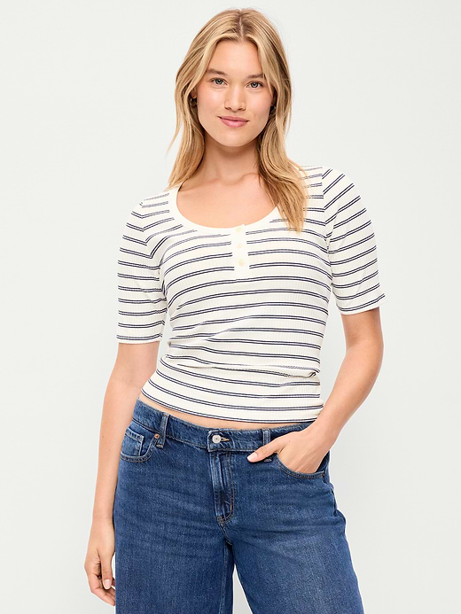 Old Navy Scoop-Neck Fitted Henley Top — photo 7