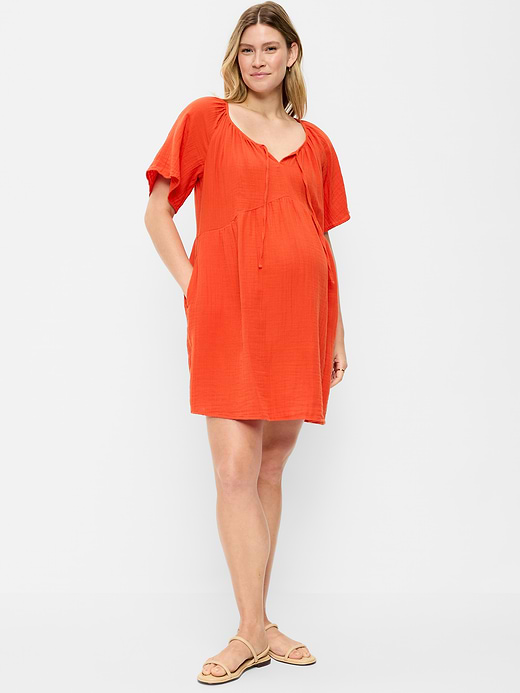 Old Navy Maternity Crinkle Gauze Flutter-Sleeve Mini Swing Dress — photo 1