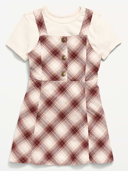 Old Navy Sleeveless Plaid Denim Dress and T-Shirt Set for Toddler Girls — photo 1