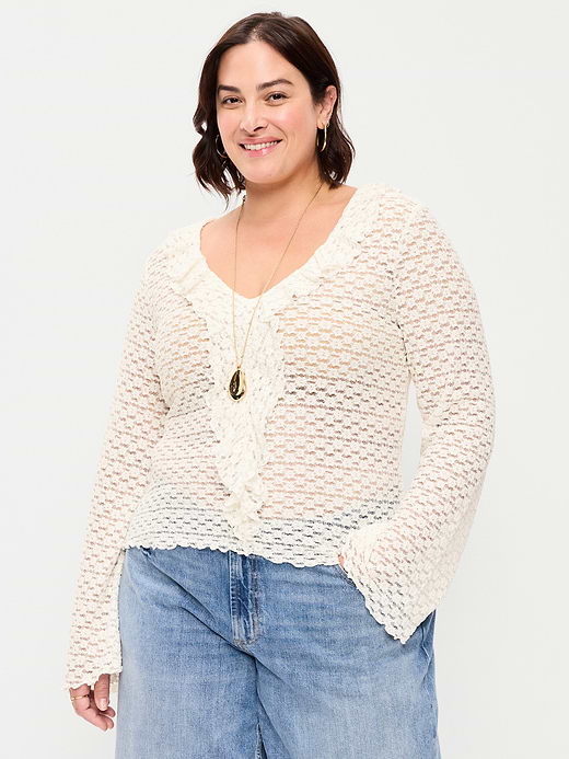 Old Navy Fitted Bell-Sleeve Ruffle Top — photo 9