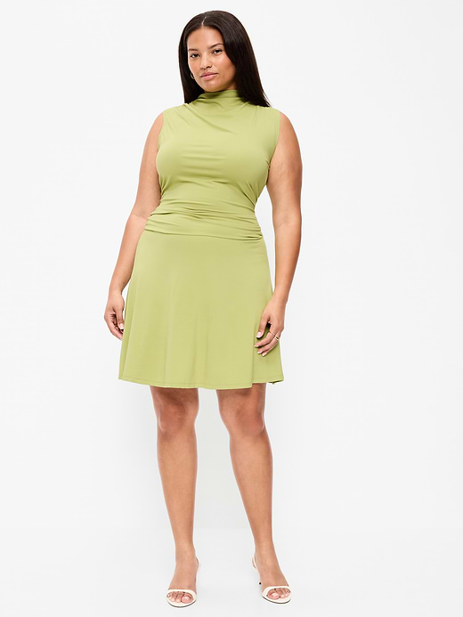Old Navy Gathered Mock-Neck Drop-Waist Mini Dress — photo 9