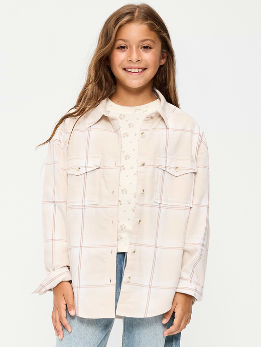 Old Navy Oversized Long-Sleeve Utility Pocket Flannel Shirt for Girls — photo 1