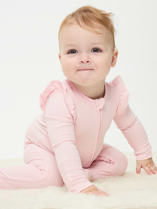 Old Navy Ribbed 2-Way-Zip Sleep & Play Footed One-Piece for Baby — photo 1