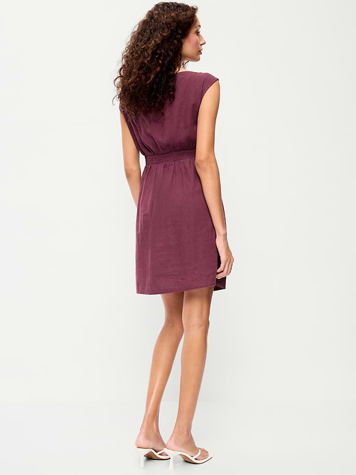 Old Navy Asymmetrical Shoulder Linen-Blend Mini Dress — photo 3