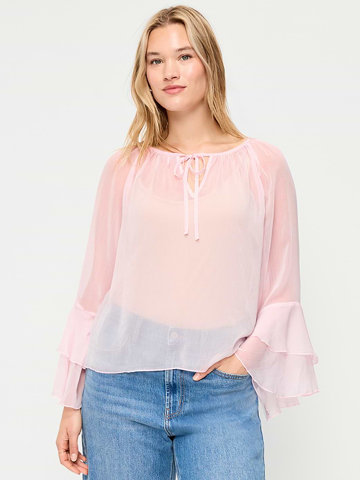 Old Navy Sheer Chiffon Bell-Sleeve Top — photo 6