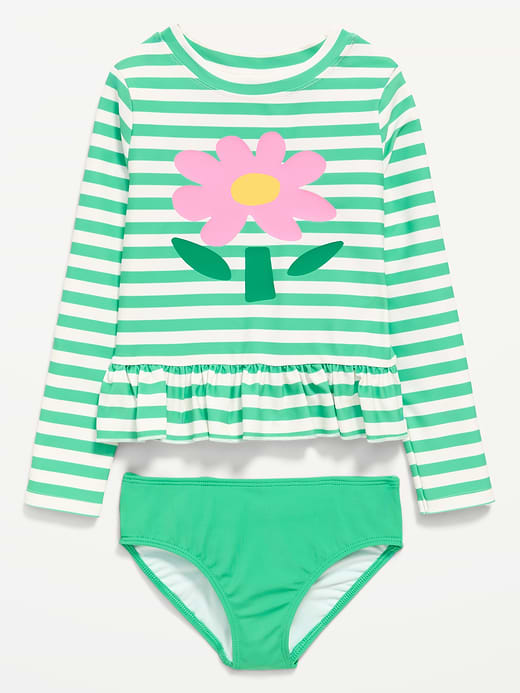 Old Navy Printed Long-Sleeve Rashguard Swim Top Set for Toddler Girls