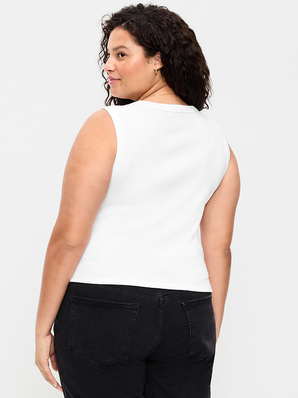 Old Navy Snug Crop V-Neck Ribbed Tank Top — photo 9