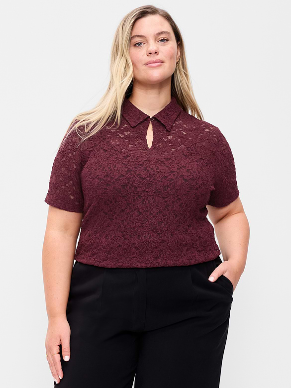 Old Navy Lace Keyhole Polo Top — photo 9