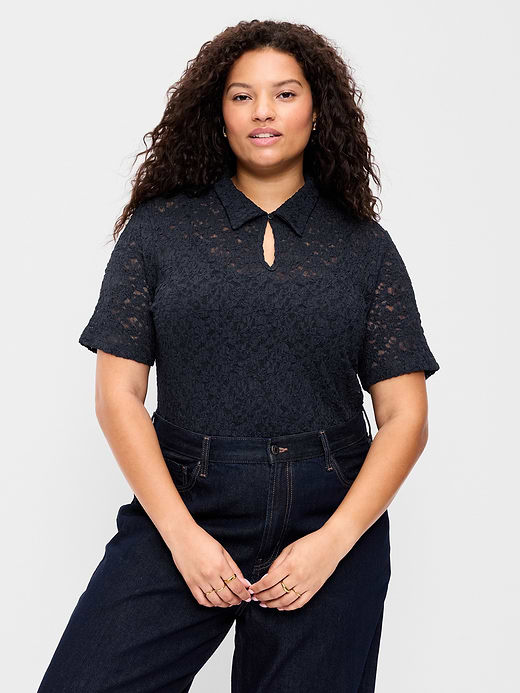 Old Navy Lace Keyhole Polo Top — photo 9