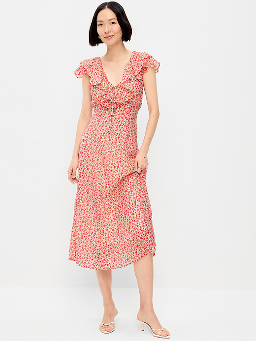 Old Navy Ruffle-Sleeve Fit & Flare Midi Dress — photo 1