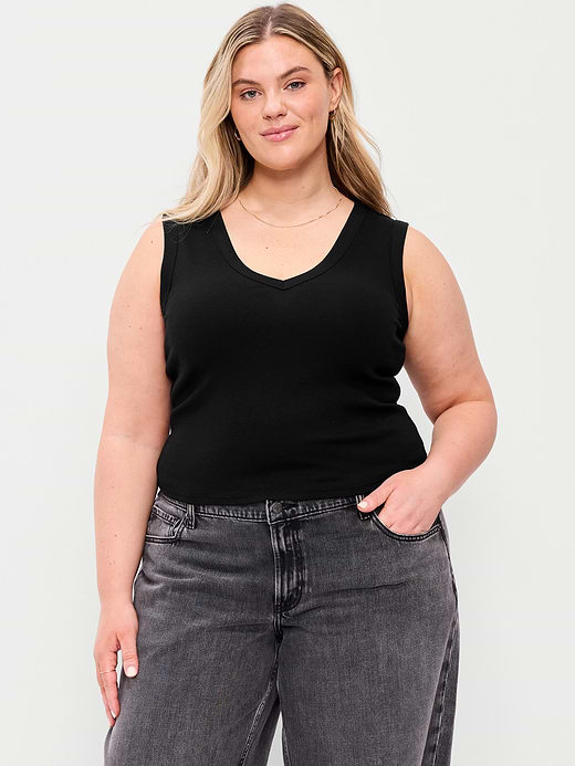 Old Navy Snug Crop V-Neck Ribbed Tank Top — photo 8