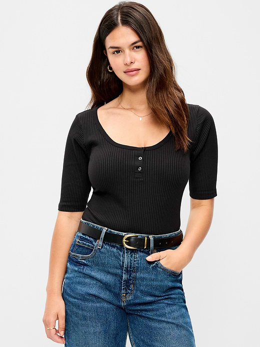 Old Navy Scoop-Neck Fitted Henley Top — photo 7