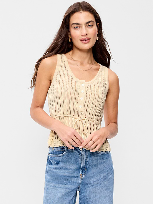 Old Navy Seaside Cotton Pointelle Peplum Tank Top — photo 1