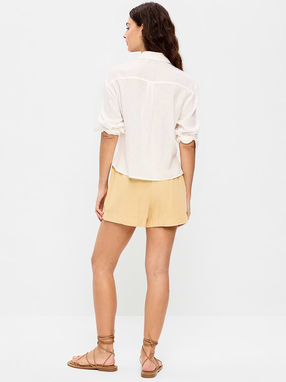 Old Navy High-Waisted Beach Linen Pull-On Shorts — photo 4