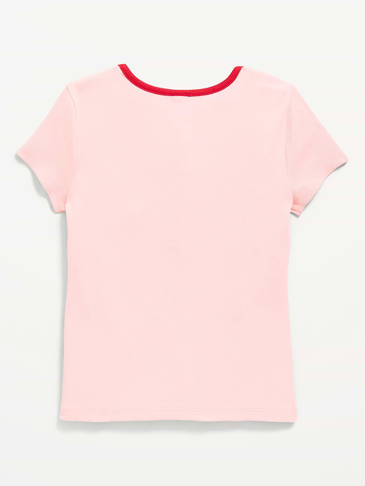 Old Navy Fitted Short-Sleeve Ribbed Bow Top for Girls — photo 4