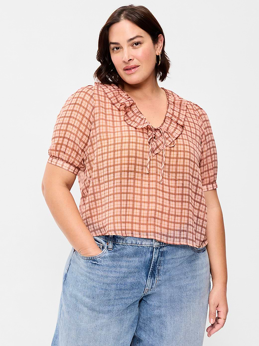 Old Navy Ruffle Collar Tie-Front Top — photo 8