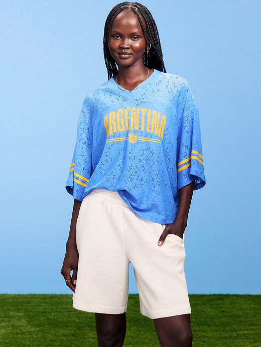 Old Navy FIFA World Cup 26™ France Boxy Lace V-Neck T-Shirt for Women — photo 1