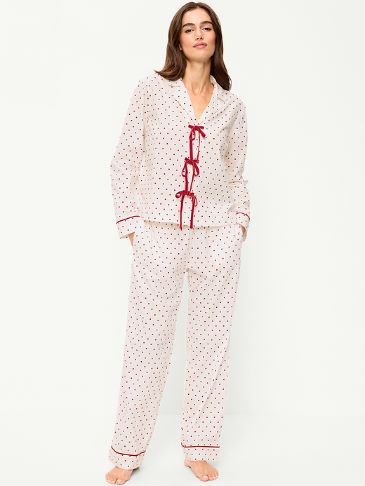 Old Navy Tie-Front Poplin Pajama Pant Set — photo 1
