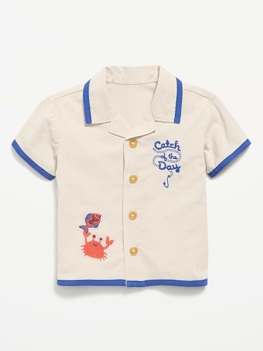 Old Navy Printed Short-Sleeve Linen-Blend Shirt for Baby