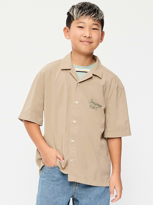 Old Navy Printed Short-Sleeve Linen-Blend Shirt for Boys