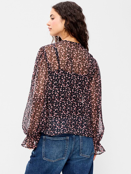 Old Navy Long-Sleeve Chiffon Tie-Front Top — photo 3