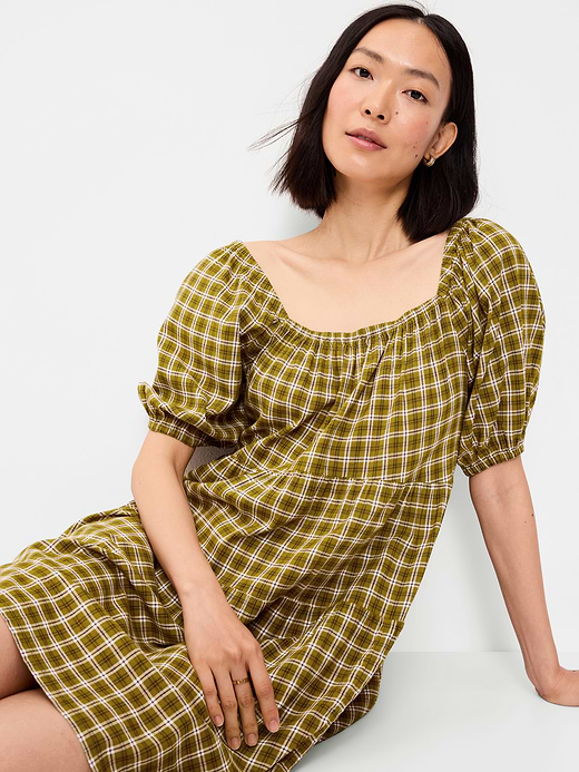 Old Navy Puff-Sleeve Smocked Mini Swing Dress — photo 4