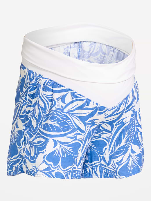 Old Navy Maternity Foldover-Waist Relaxed Pull-On Crinkle Gauze Shorts — photo 5