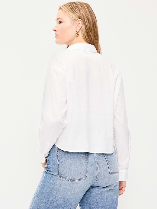 Old Navy Cropped Button-Down Striped Shirt — photo 7