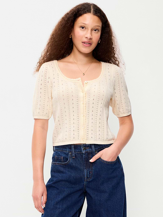 Old Navy Seaside Cotton Short-Sleeve Button-Down Sweater — photo 1