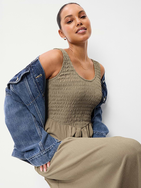 Old Navy Fit & Flare Lightweight Smocked-Bodice Midi Dress — photo 4