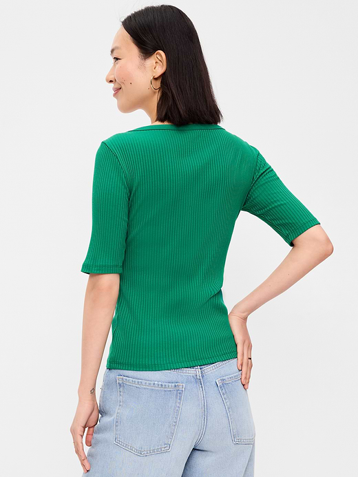 Old Navy Scoop-Neck Fitted Henley Top — photo 3