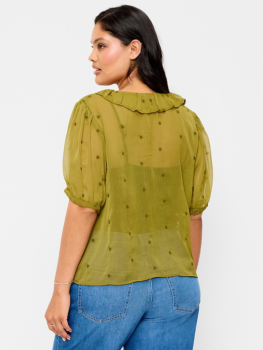 Old Navy Ruffle Collar Tie-Front Top — photo 9