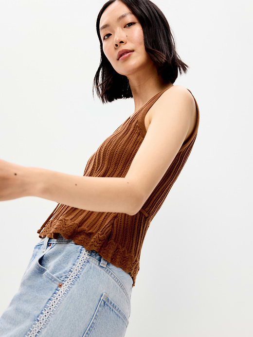 Old Navy Seaside Cotton Pointelle Peplum Tank Top — photo 4