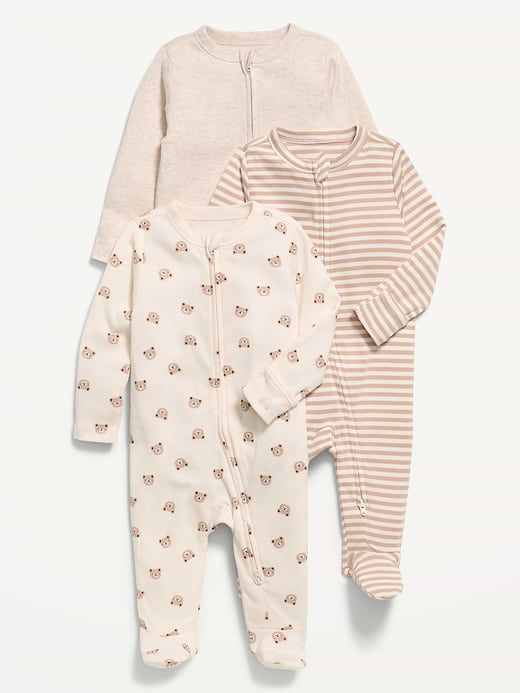 Old Navy Unisex 3-Pack Sleep & Play 2-Way-Zip Footed One-Piece for Baby — photo 1
